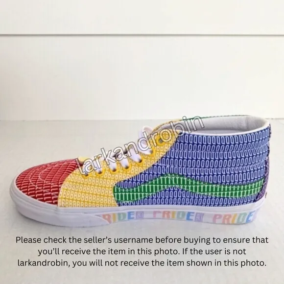 NEW Vans SK8-Mid Pride Sneaker Skateboarding Shoes LGBTQ  Women's 10.5 / Men's 9