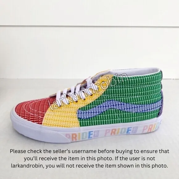 NEW Vans SK8-Mid Pride Sneaker Skateboarding Shoes LGBTQ  Women's 10.5 / Men's 9