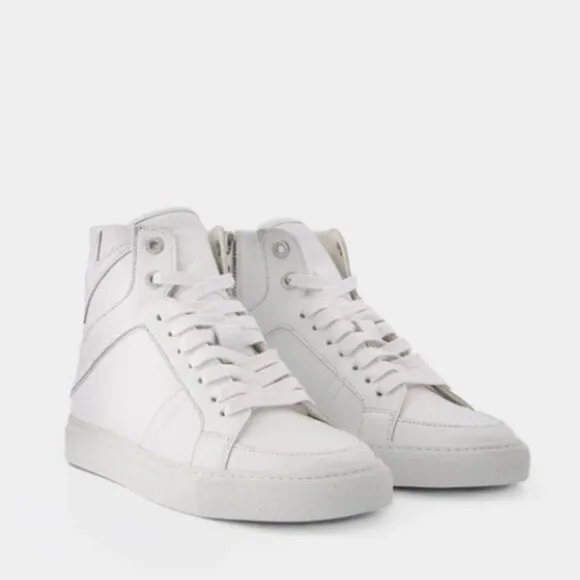 NEW Zadig &amp; Voltaire Zv1747 High Flash Smooth Calfs White Leather EU 42 (US 9M)