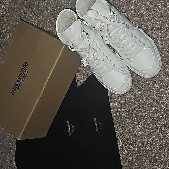 NEW Zadig &amp; Voltaire Zv1747 High Flash Smooth Calfs White Leather EU 42 (US 9M)