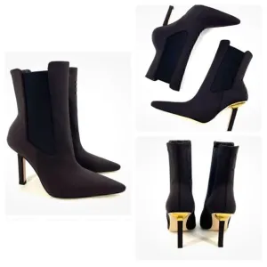 New! Good American High Kickstand  Booties Chocolate Brown