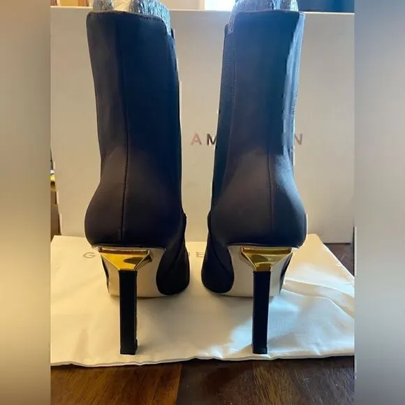 New! Good American High Kickstand  Booties Chocolate Brown