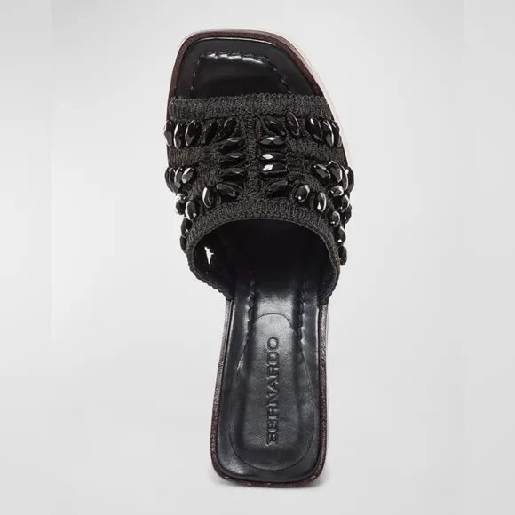 NIB BERNARDO Knox Raffia Bead Mule Sandals