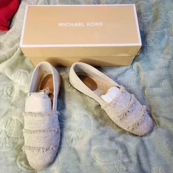NIB Michael Kors Womens Tibby Canvas Espadrille Flats Slip-On Shoes Size 9