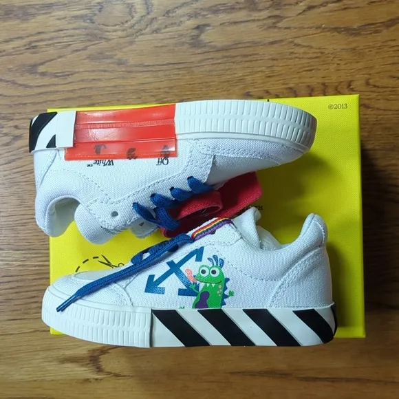 NIB Off-White Monsters Vulcanized Lace Up Sneakers White And Black Size …