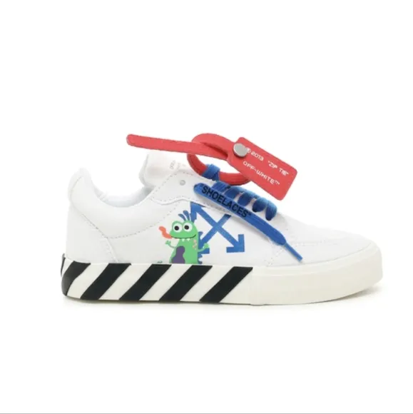 NIB Off-White Monsters Vulcanized Lace Up Sneakers White And Black Size …