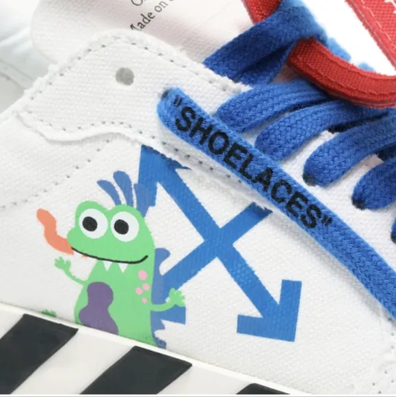 NIB Off-White Monsters Vulcanized Lace Up Sneakers White And Black Size …