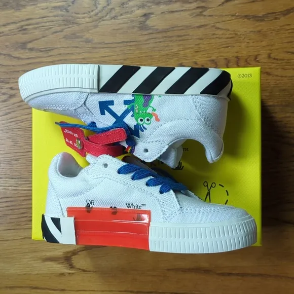 NIB Off-White Monsters Vulcanized Lace Up Sneakers White And Black Size …