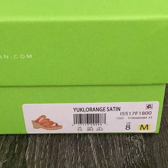 NIB Sam Edelman Size 8 Yuki Platform Wedge Orange Satin Sandals