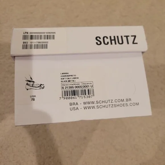 NIB Schutz Larissa Nappa Leather Flat Ballet Black Studded Women's Shoes 7