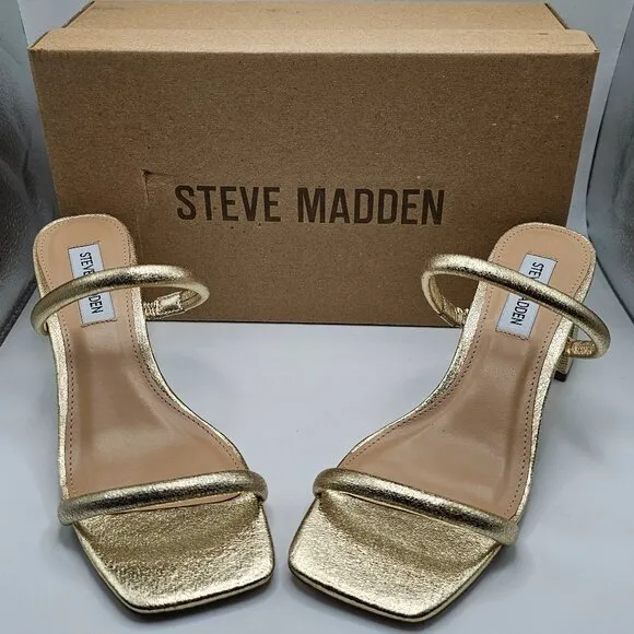 NIB Women's Steve Madden Lilah Gold Metallic Sandals Size 6