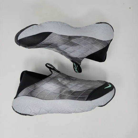 Nike ACG Moc Mens 6 SE Grey Black Green Glow Quilted Moccasin Streetwear Shoes