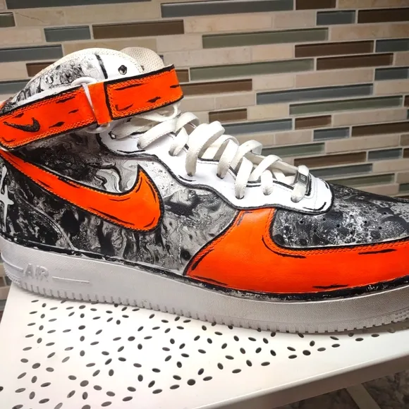 Nike Air AF1 Men's Hightop Size 18 Shoes - Custom Sharpie Design