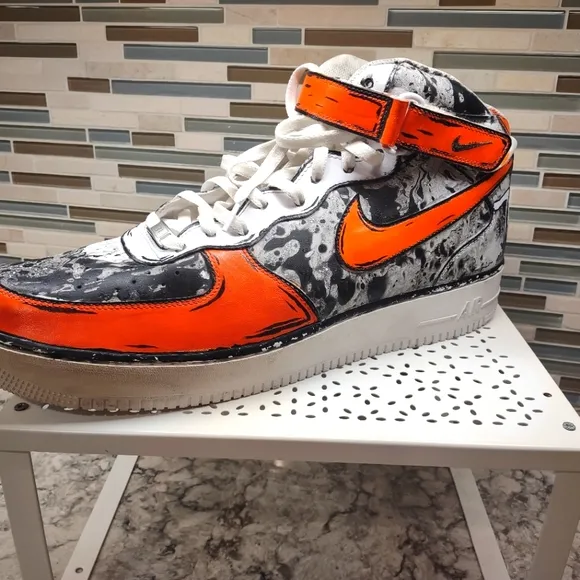 Nike Air AF1 Men's Hightop Size 18 Shoes - Custom Sharpie Design