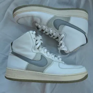 Nike Air Force 1 High Top Shoes Gray White