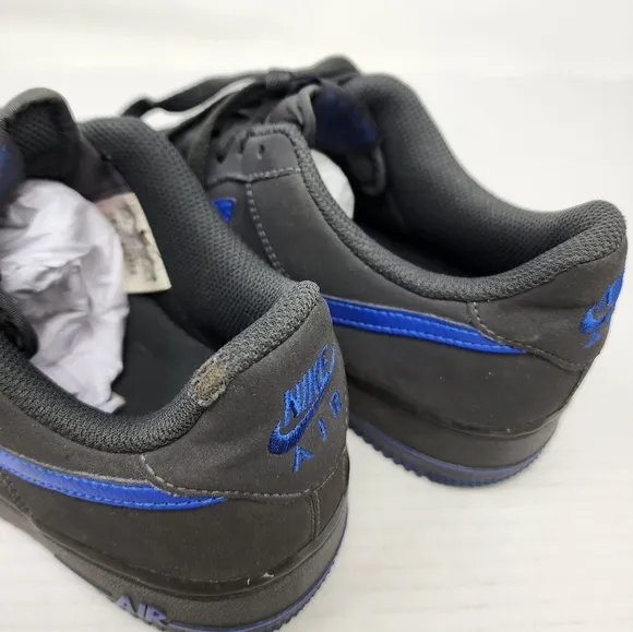 Nike Air Force 1 Low Black Gray Blue  Swoosh Sneakers 2013 Youth Boys Size 6.5