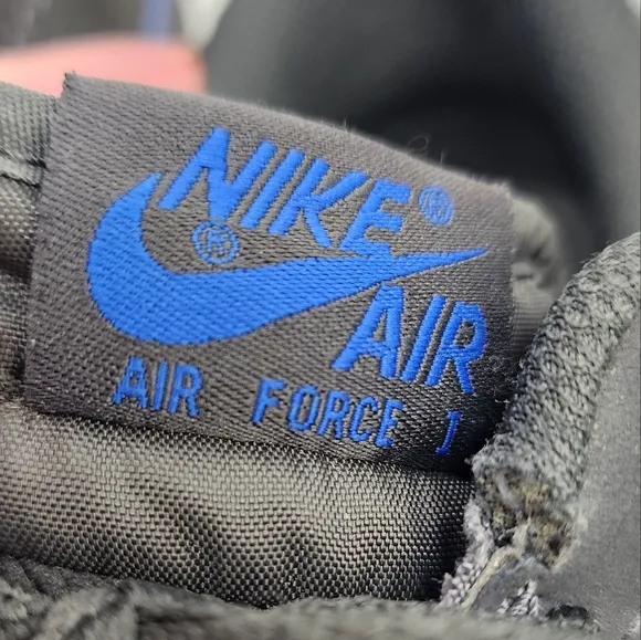 Nike Air Force 1 Low Black Gray Blue  Swoosh Sneakers 2013 Youth Boys Size 6.5