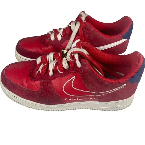 Nike Air Force 1 Low First Use University‎ Red sneakers size 8M. Limited Edition