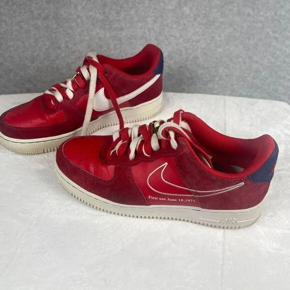 Nike Air Force 1 Low First Use University‎ Red sneakers size 8M. Limited Edition