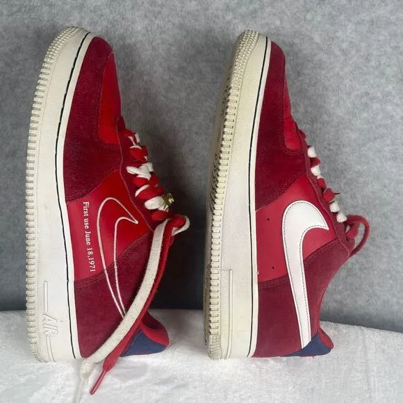 Nike Air Force 1 Low First Use University‎ Red sneakers size 8M. Limited Edition