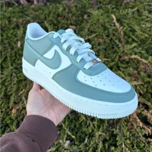 Nike Air Force 1 Low - Sage Green - Custom Painted shoes - Size 6.5Y / 8 Womens