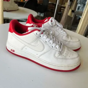 Nike Air Force 1 Low White Red Leather Sneakers 2019 Size 11 CD0884-101