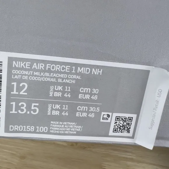 Nike Air Force 1 Mid Coconut Milk 2022 Gray Sneakers New Shoes Mens Size 12
