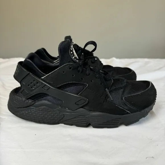 Nike Air Huarache Mens Tripe Black Athletic Lace Up Running Shoes Sneakers Sz 8
