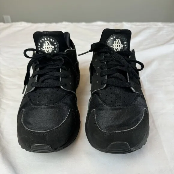 Nike Air Huarache Mens Tripe Black Athletic Lace Up Running Shoes Sneakers Sz 8