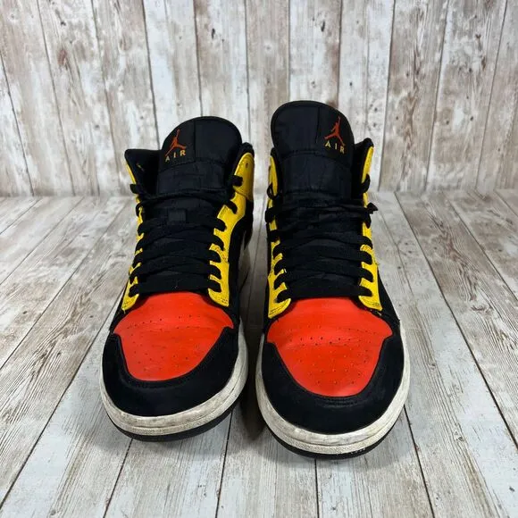 Nike Air Jordan 1 Mid Black Amarillo‎ Orange 852542-087 Men's 8.5