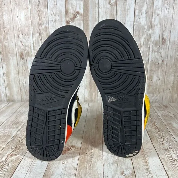 Nike Air Jordan 1 Mid Black Amarillo‎ Orange 852542-087 Men's 8.5