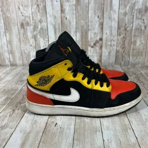 Nike Air Jordan 1 Mid Black Amarillo‎ Orange 852542-087 Men's 8.5