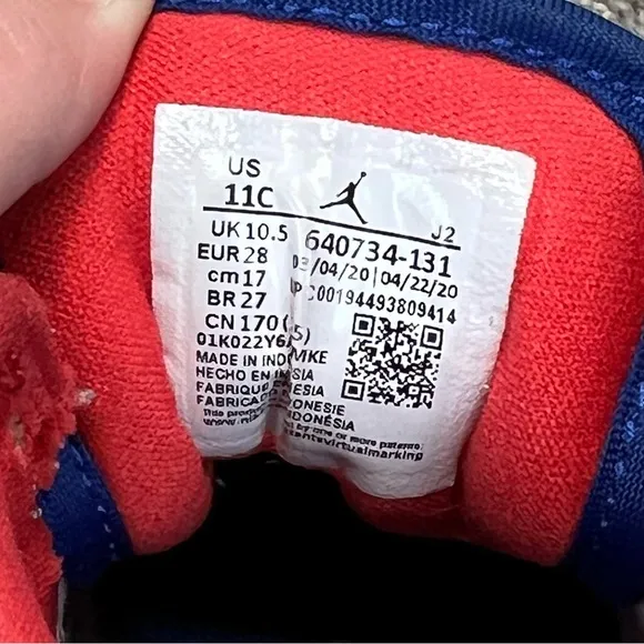 Nike air Jordan 1 mid toddler 11c white royal blue orange sneakers streetwear
