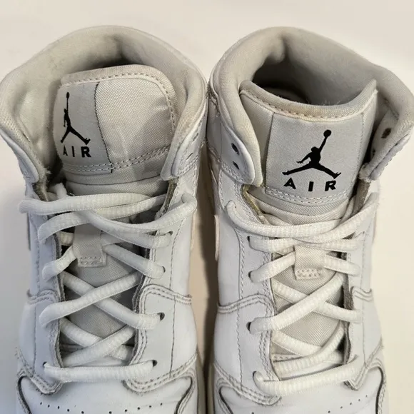 Nike Air Jordan Sneakers Mid Triple White 554725 110 High Top Shoes Size 4.5 Y