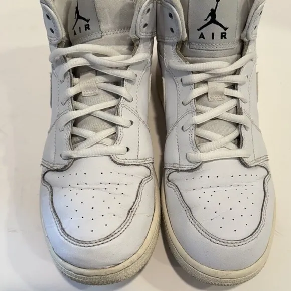 Nike Air Jordan Sneakers Mid Triple White 554725 110 High Top Shoes Size 4.5 Y