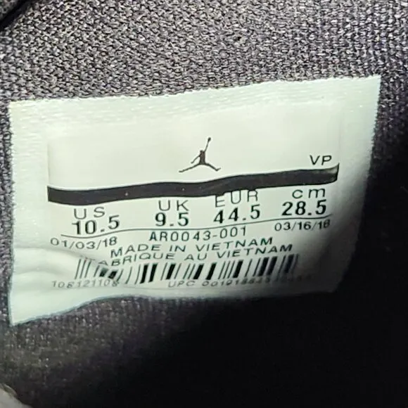 NIKE AIR JORDAN Why Not Zer0.1 Men's 10.5 Black Mid-Top Sneaker Shoes AR0043-001