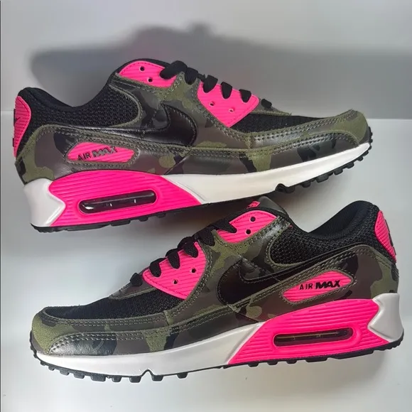 Nike Air Max 90 Camo Pack Sequoia Black Hyper Pink Men’s Size 9 Sneakers Shoes
