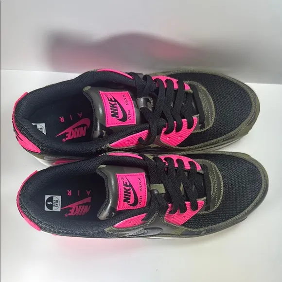Nike Air Max 90 Camo Pack Sequoia Black Hyper Pink Men’s Size 9 Sneakers Shoes