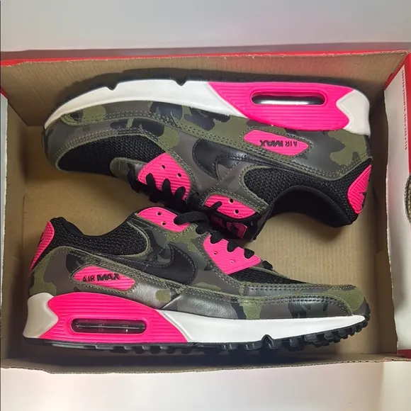 Nike Air Max 90 Camo Pack Sequoia Black Hyper Pink Men’s Size 9 Sneakers Shoes