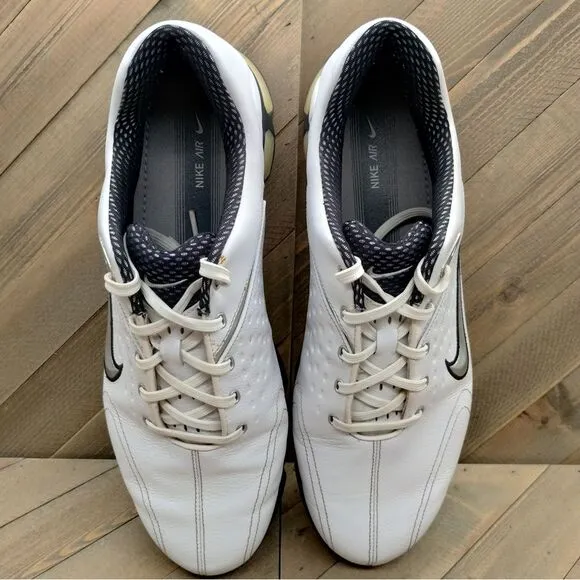 Nike Air Max Rejuvenate White Leather Golf Shoes Mens‎ Size 10 Vintage Spikes