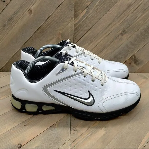Nike Air Max Rejuvenate White Leather Golf Shoes Mens‎ Size 10 Vintage Spikes