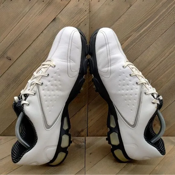 Nike Air Max Rejuvenate White Leather Golf Shoes Mens‎ Size 10 Vintage Spikes