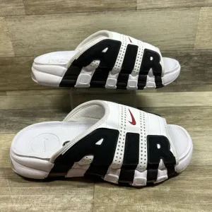 Nike Air More Uptempo Slide Men's 9 White Red Black Sandal Shoes FB7815-100