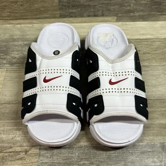 Nike Air More Uptempo Slide Men's 9 White Red Black Sandal Shoes FB7815-100