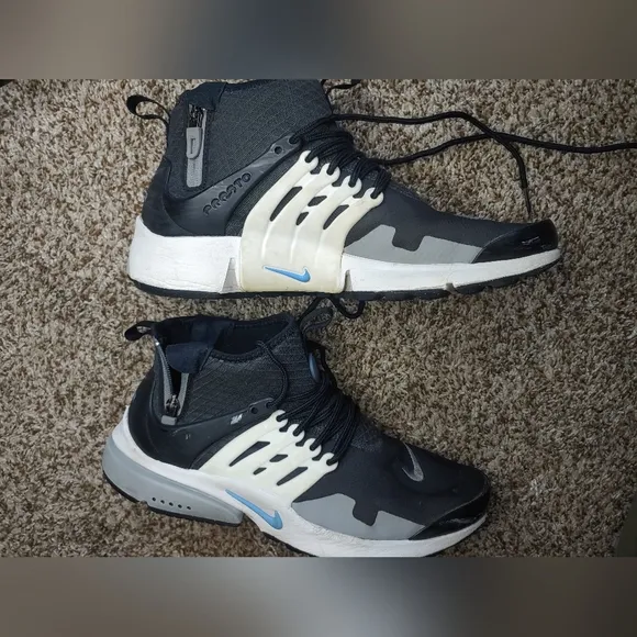 Nike Air Presto Mid Utility Black And White Hi-Top Sneaker Shoes Size 9