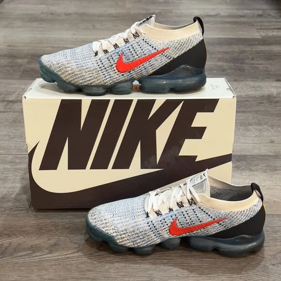 Nike Air VaporMax Flyknit 3 Photo Blue Club Gold Sneakers Shoes - Men's Size 13