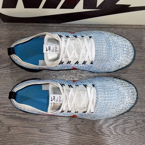 Nike Air VaporMax Flyknit 3 Photo Blue Club Gold Sneakers Shoes - Men's Size 13