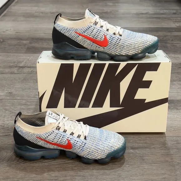 Nike Air VaporMax Flyknit 3 Photo Blue Club Gold Sneakers Shoes - Men's Size 13