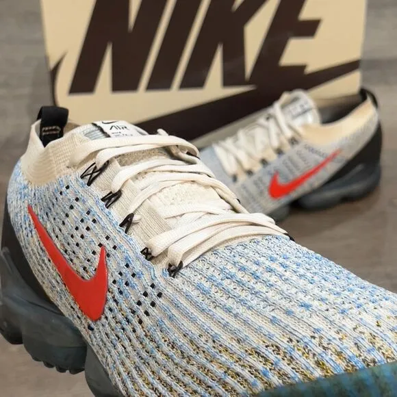 Nike Air VaporMax Flyknit 3 Photo Blue Club Gold Sneakers Shoes - Men's Size 13