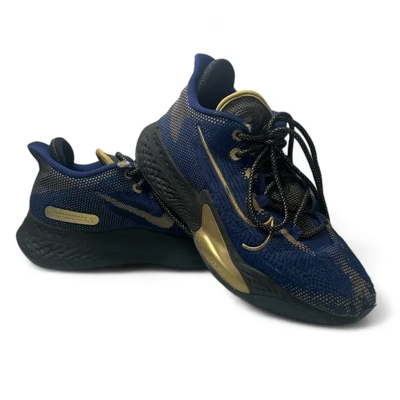 Nike Air Zoom BB NXT Men 8.5 Blue Gold Metallic Basketball Shoes Sneakers